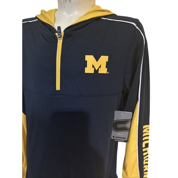 Michigan Wolverines Colosseum Long Sleeve Hooded Shirt Youth Medium 12-14 NWT! - Picture 2 of 6